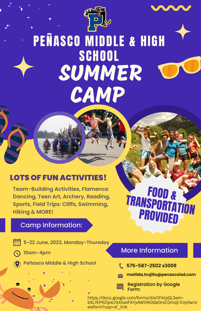 MS/HS Summer Camp Peñasco Independent School District